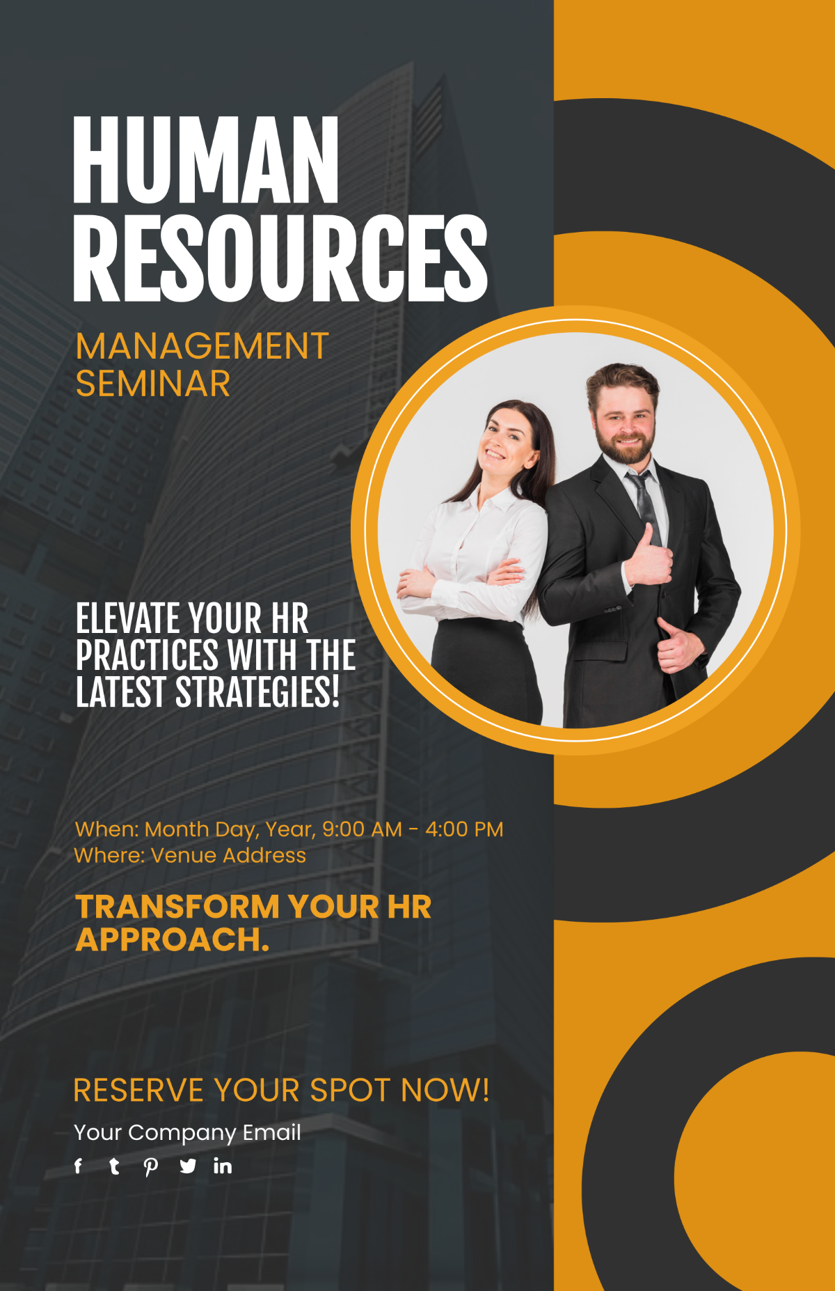 Free Human Resources Management Seminar Poster Template to Edit Online