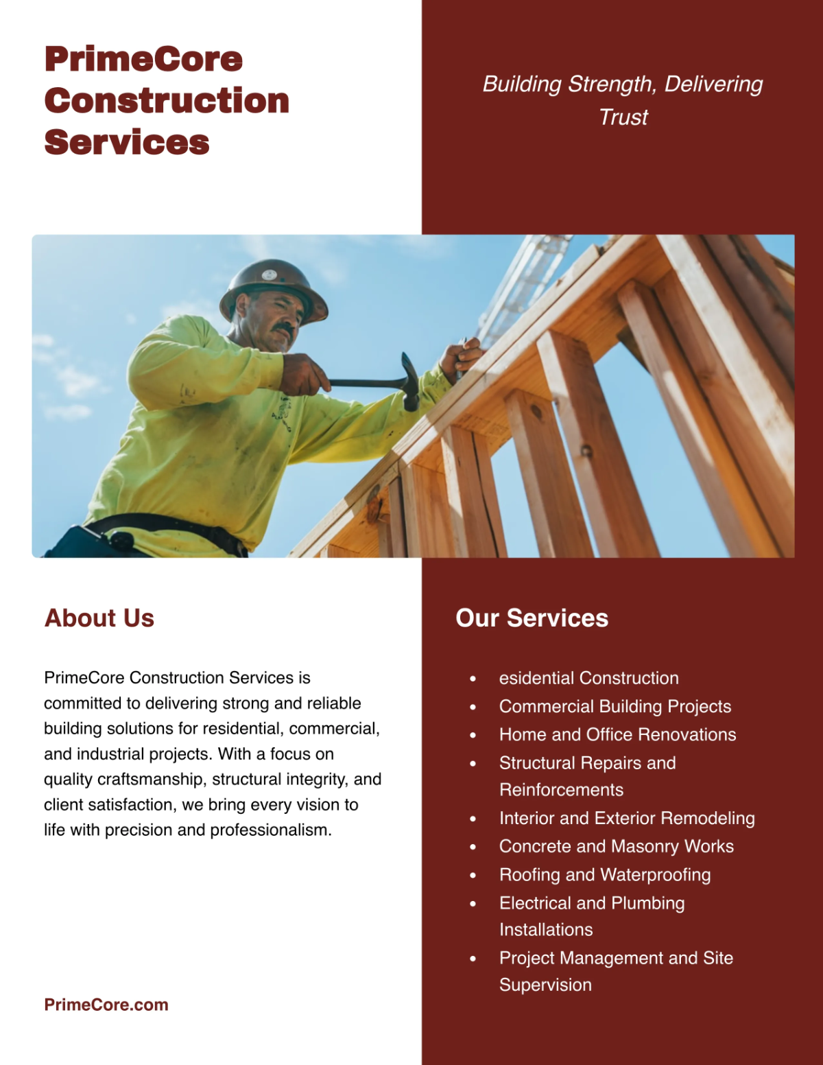 Free Construction Advertising Leaflet Template to Edit Online