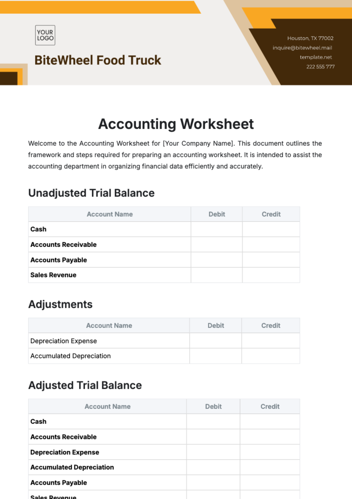 Free Accounting Worksheet Template to Edit Online