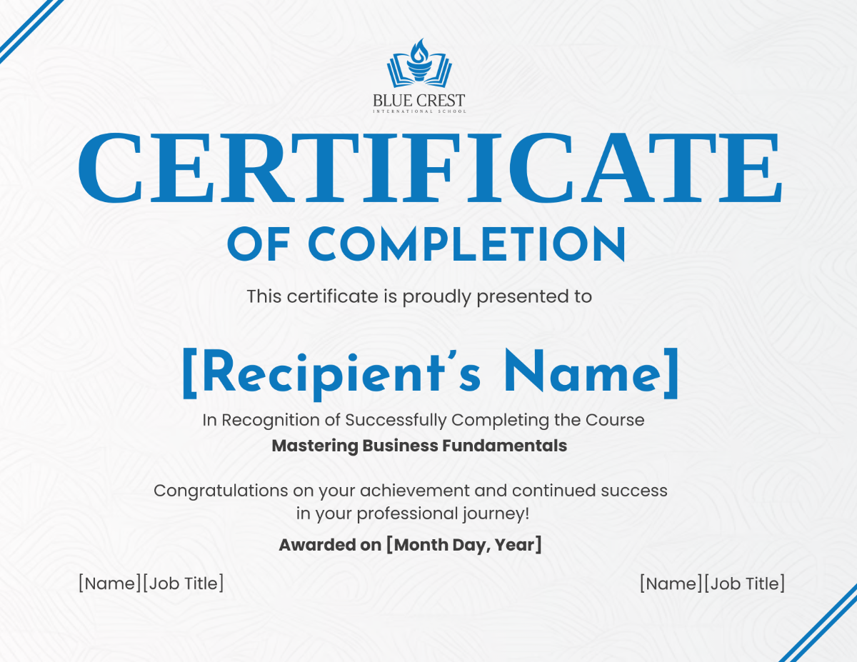 Free Certificate Template to Edit Online