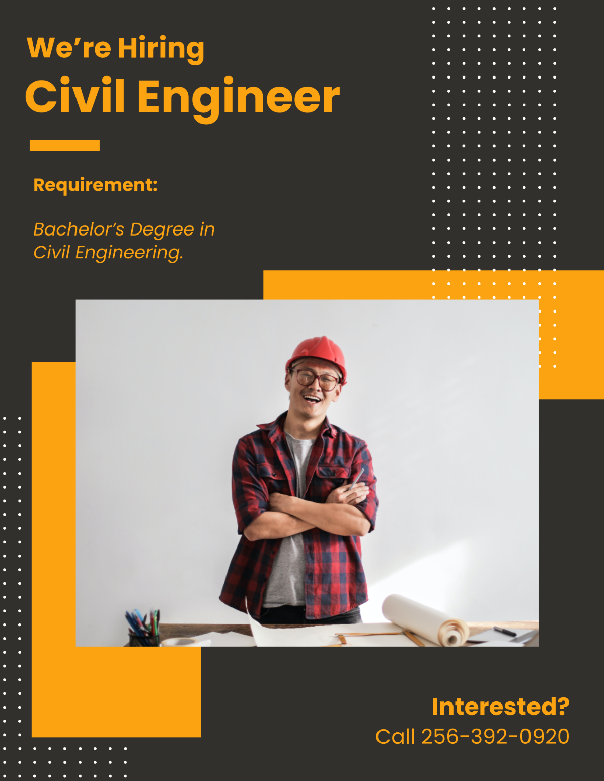 Free Construction Hiring Flyer Template to Edit Online
