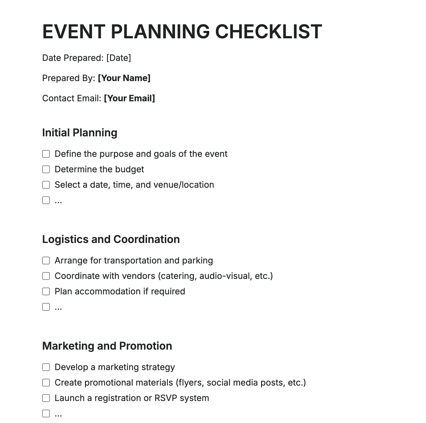 Free AI Event Planning Checklist Generator, Maker Online Tool