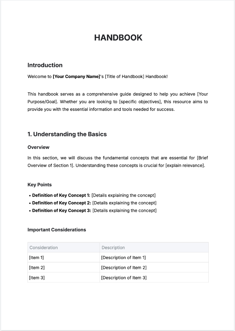 Free AI Handbook Generator, Free Handbook Maker Online Tool