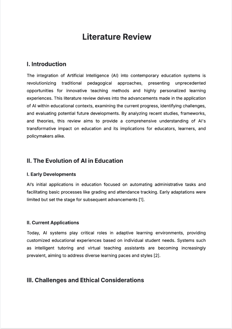 Free AI Literature Review Generator, Literature Review Maker Online Tool