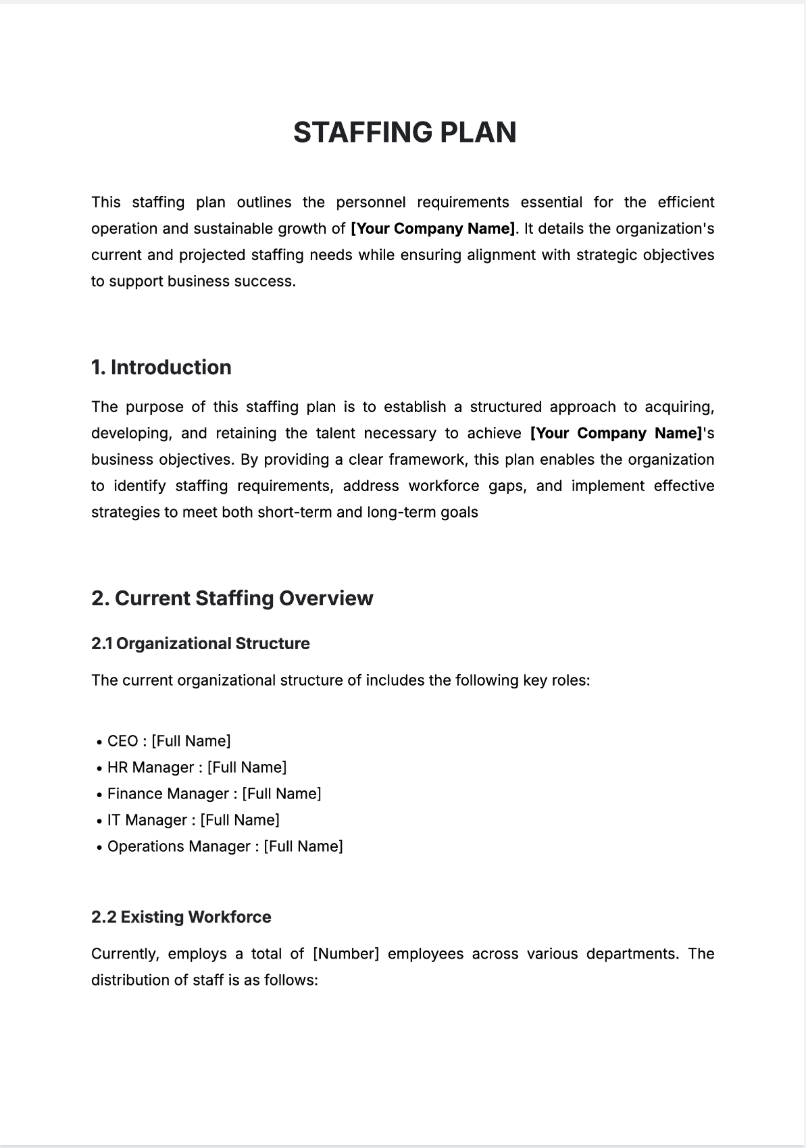 Free AI Staffing Plan Generator, Free Staffing Plan Maker Online Tool