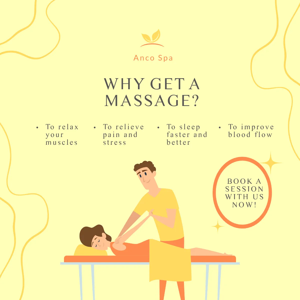 Free Massage Advertising Infographic Post Template to Edit Online