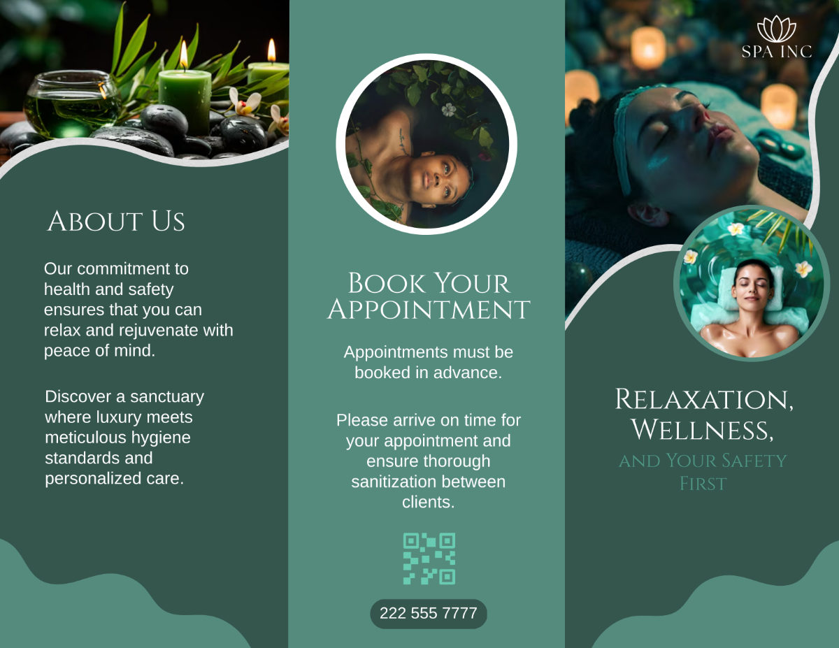 Free Spa Health & Safety Brochure Template to Edit Online