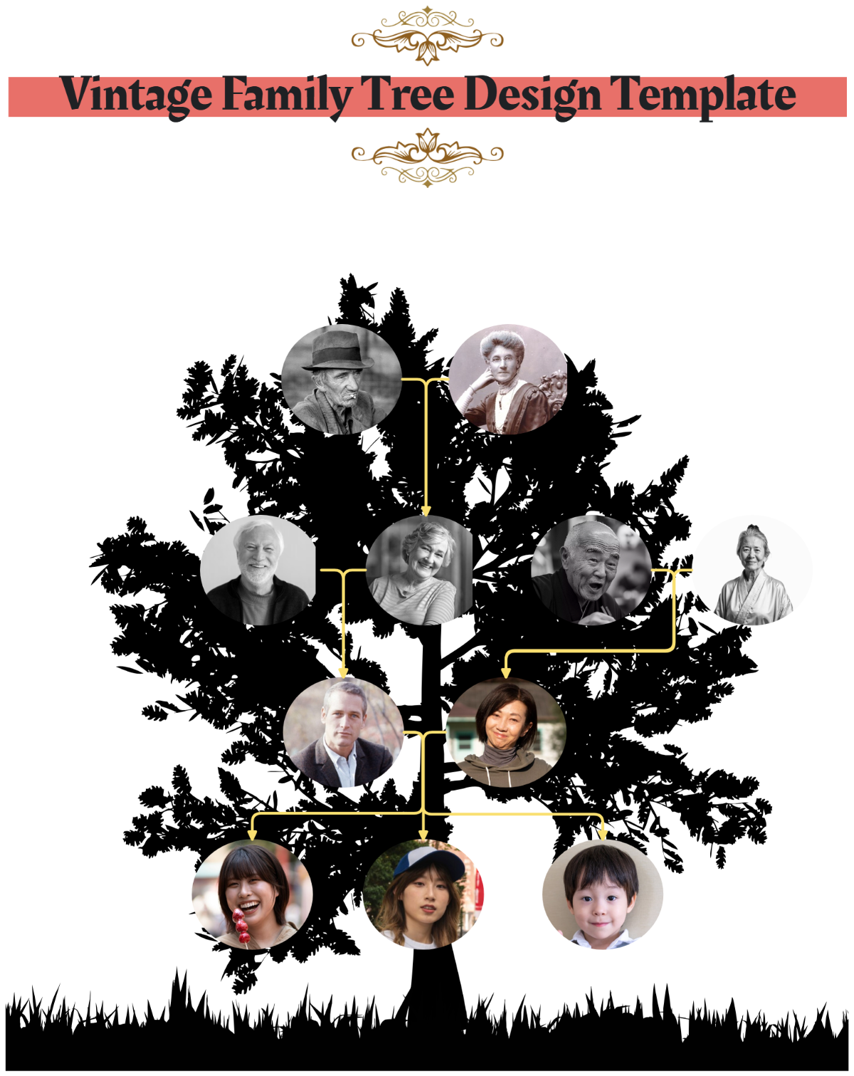 Free Vintage Family Tree Design Template
