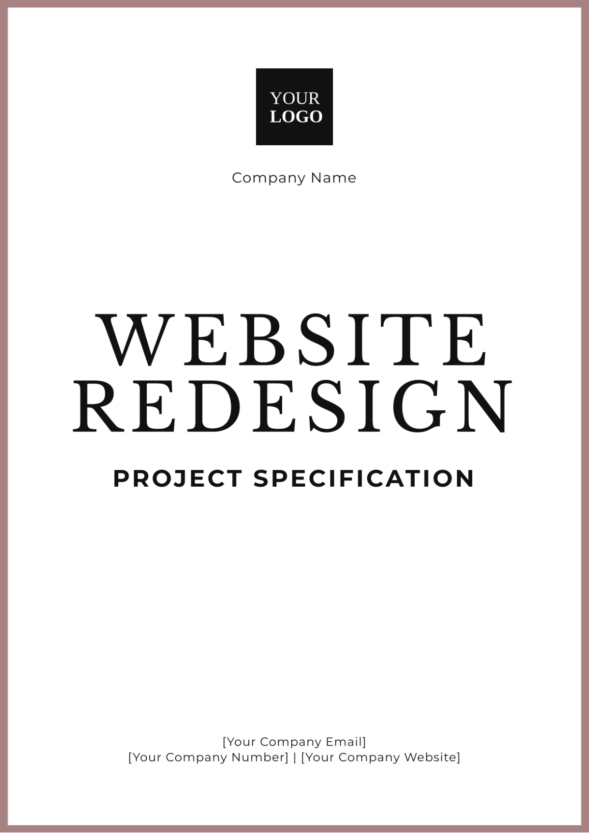 Free Website Redesign Project Specification Template to Edit Online