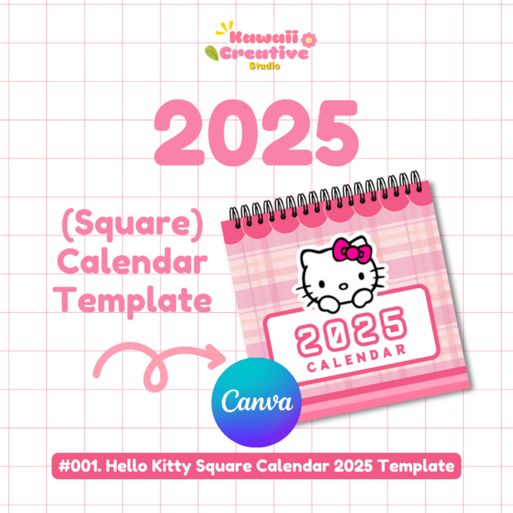 Hello Kitty Monthly Calendar 2025 Printable