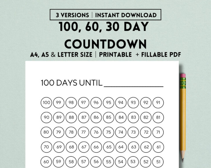 30 Day Countdown Calendar Printable