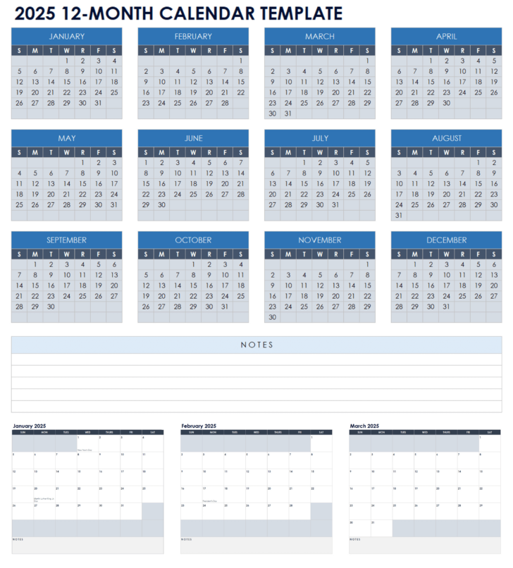 Blank Printable Calendar 2025 Template