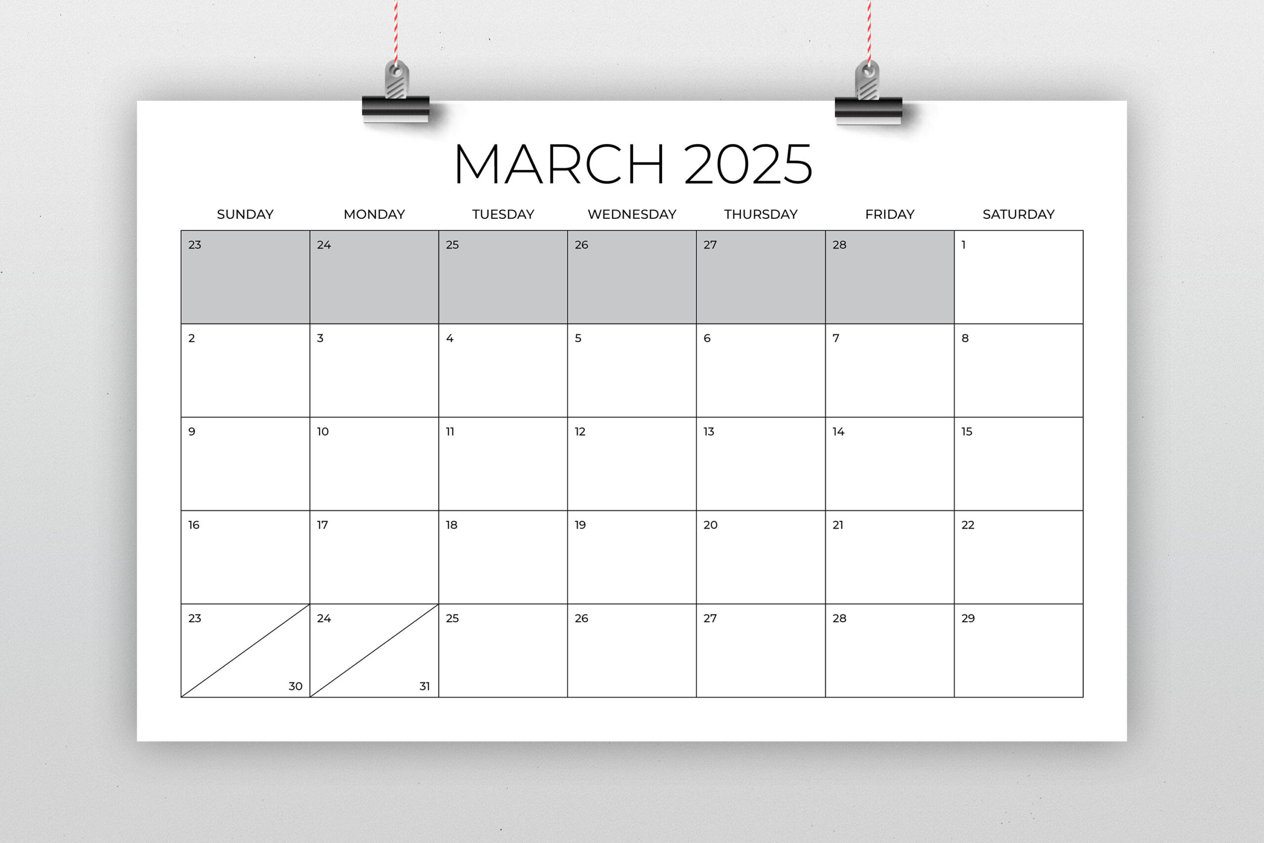 2025 11 X 17 Inch Calendar Template Instant Download Thin Sans in 2025 Printable Calendar 11x17