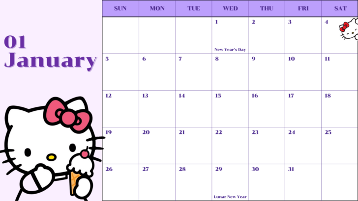 Hello Kitty Printable Calendar 2025