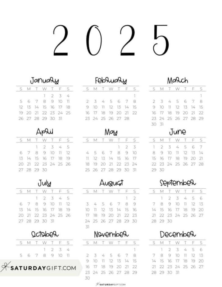 Free Printable Calendar 2025 Year