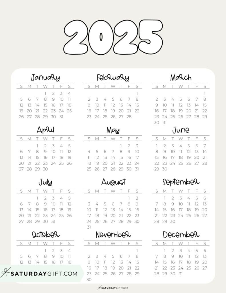 2025 Calendar Printable - 18 Cute &amp;amp; Free 2025 Yearly Calendar inside Cute Printable Weekly Calendar 2025