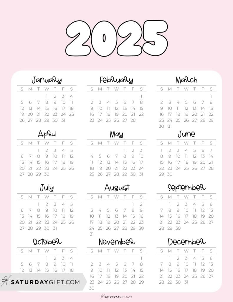 2025 Calendar Printable - 18 Cute &amp;amp; Free 2025 Yearly Calendar with 2025 Calendar Printable Pink