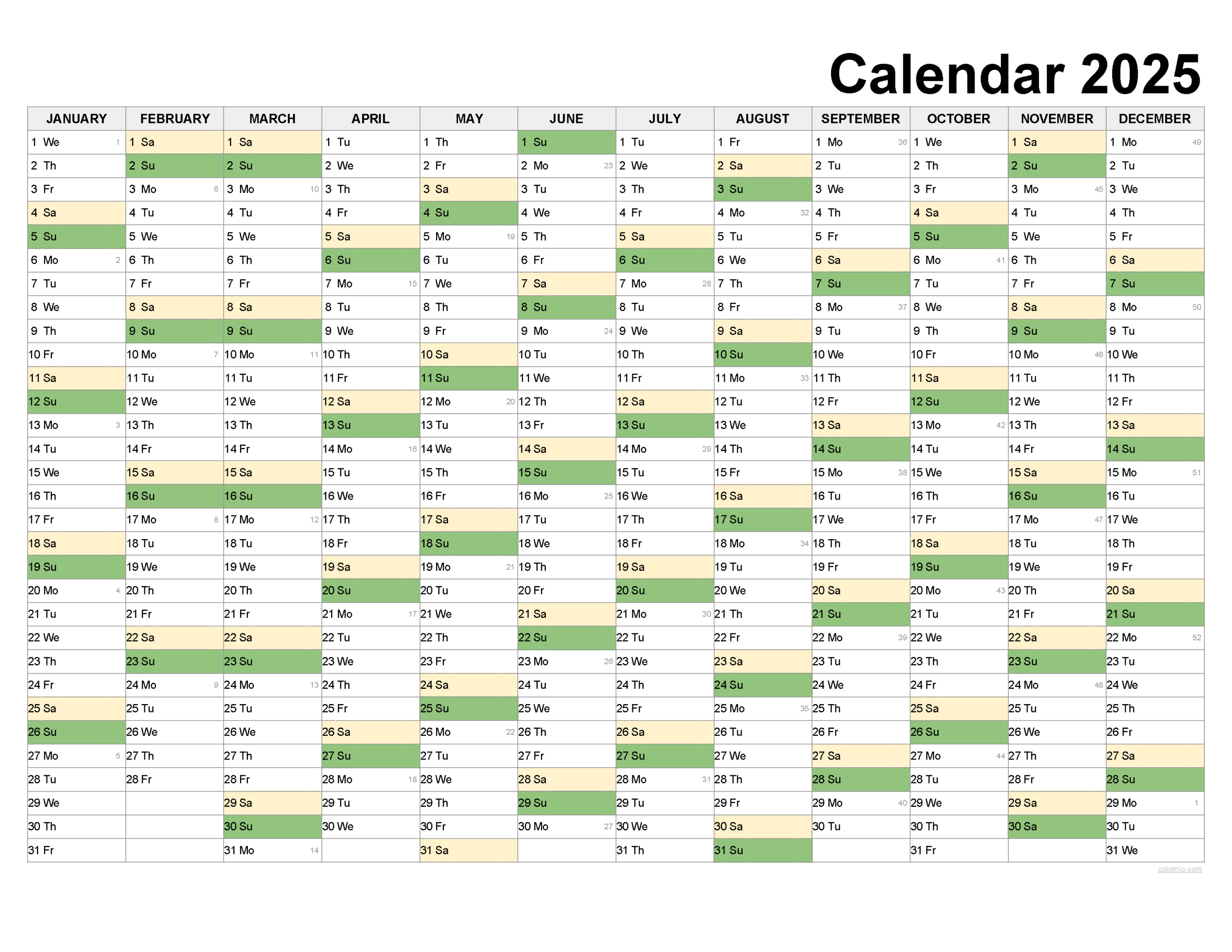 2025 Calendar Printable, ✓ Pdf, Excel And Image File - Free for 2025 Printable Calendar 11x17