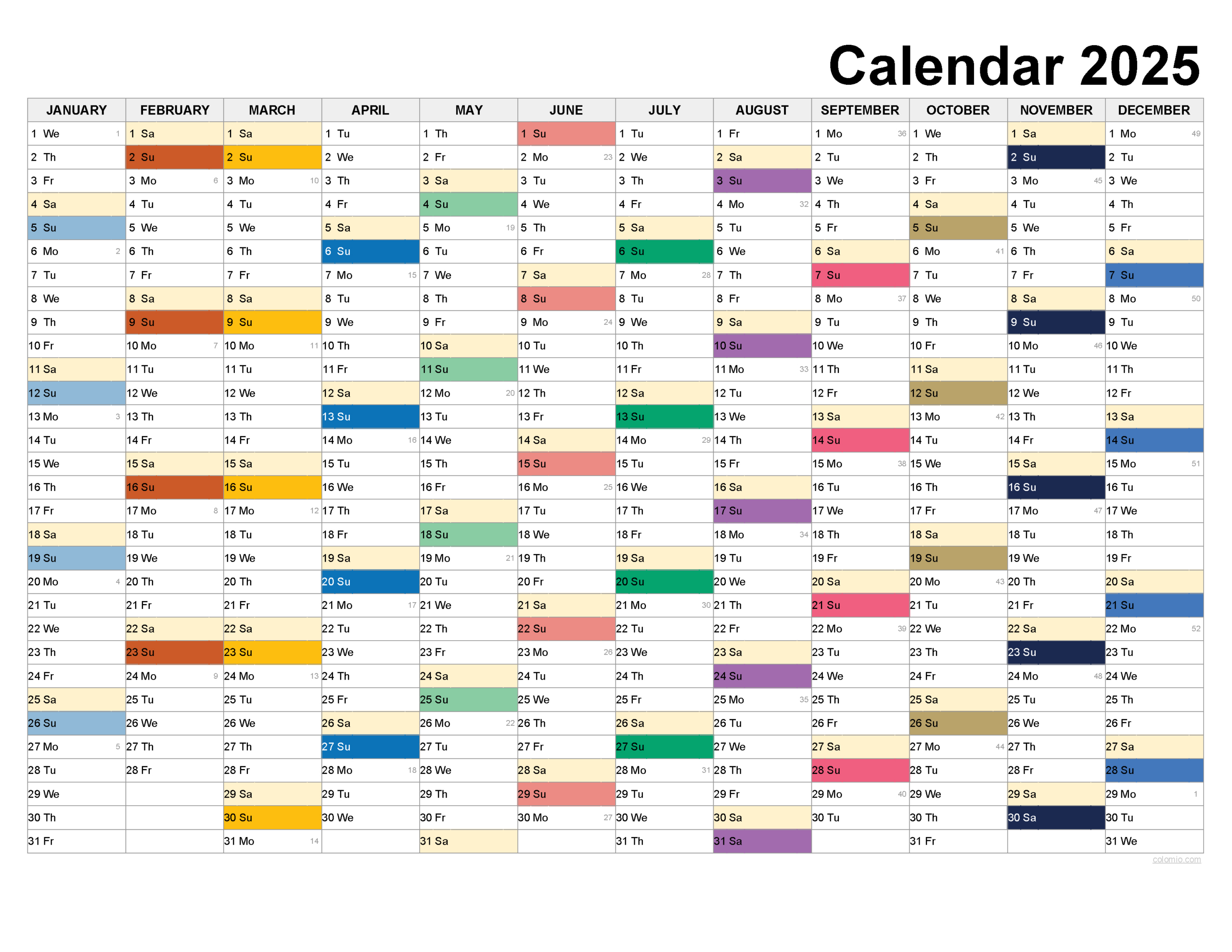 2025 Calendar Printable, ✓ Pdf, Excel And Image File - Free throughout 90 Day Calendar 2025 Printable Free