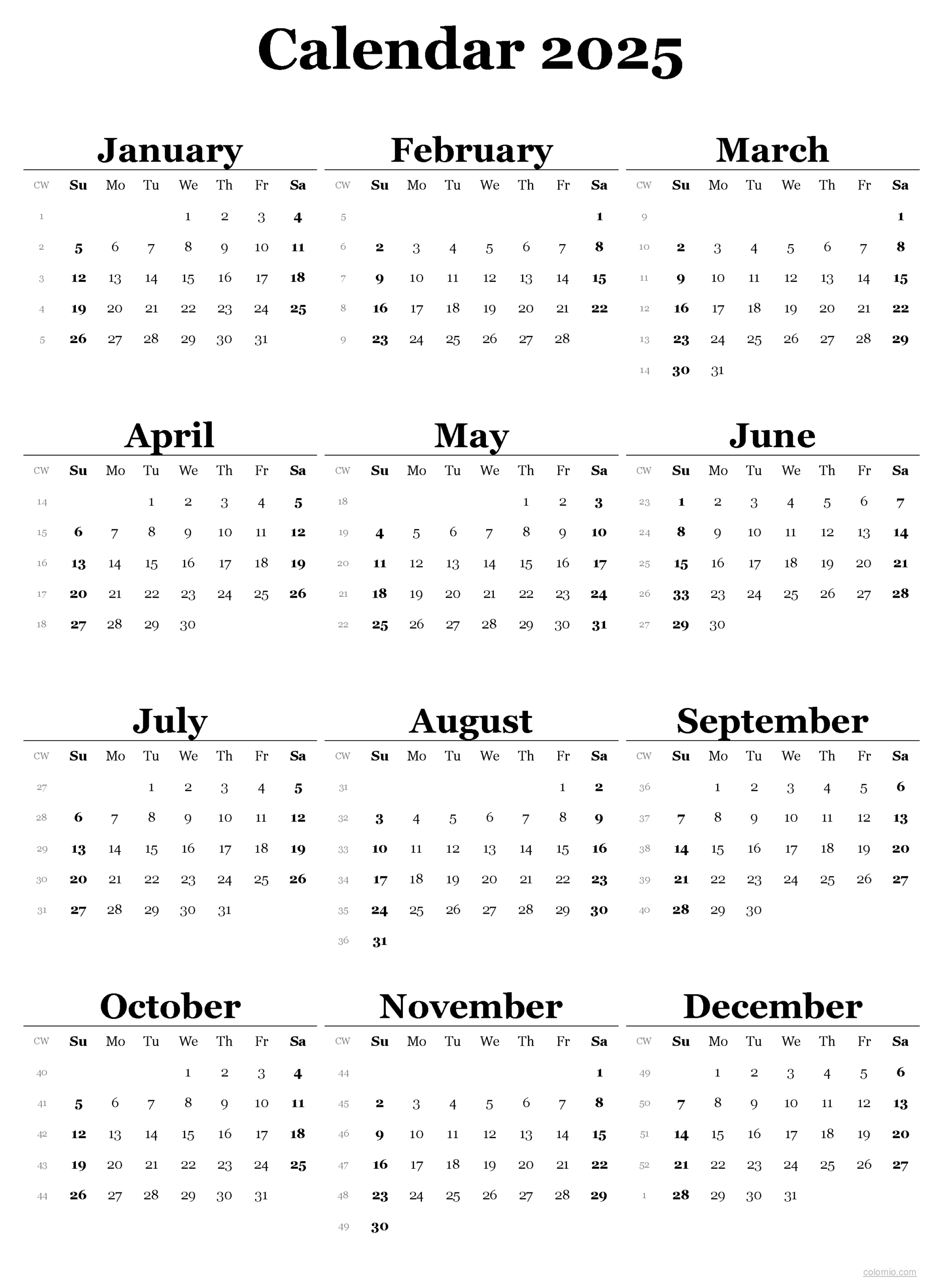 2025 Calendar Printable, ✓ Pdf, Excel And Image File - Free throughout 90 Day Calendar 2025 Printable Free