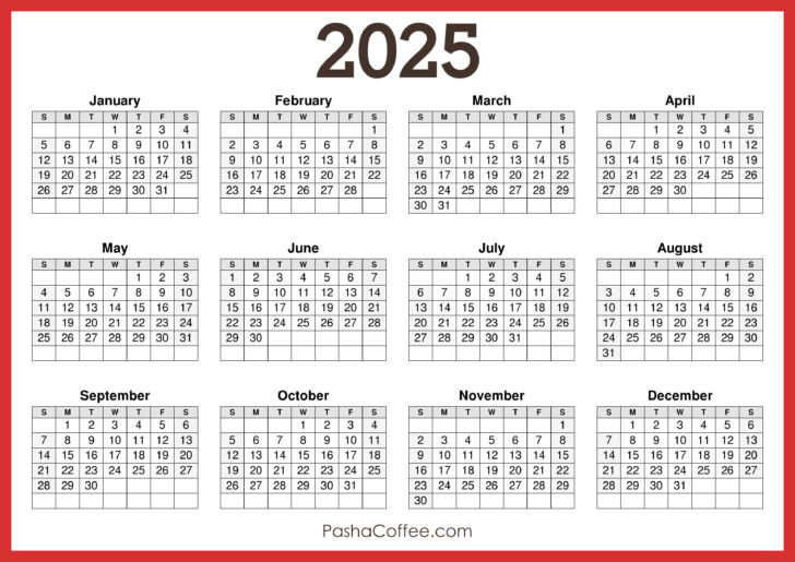 2025 Calendar Printable Horizontal