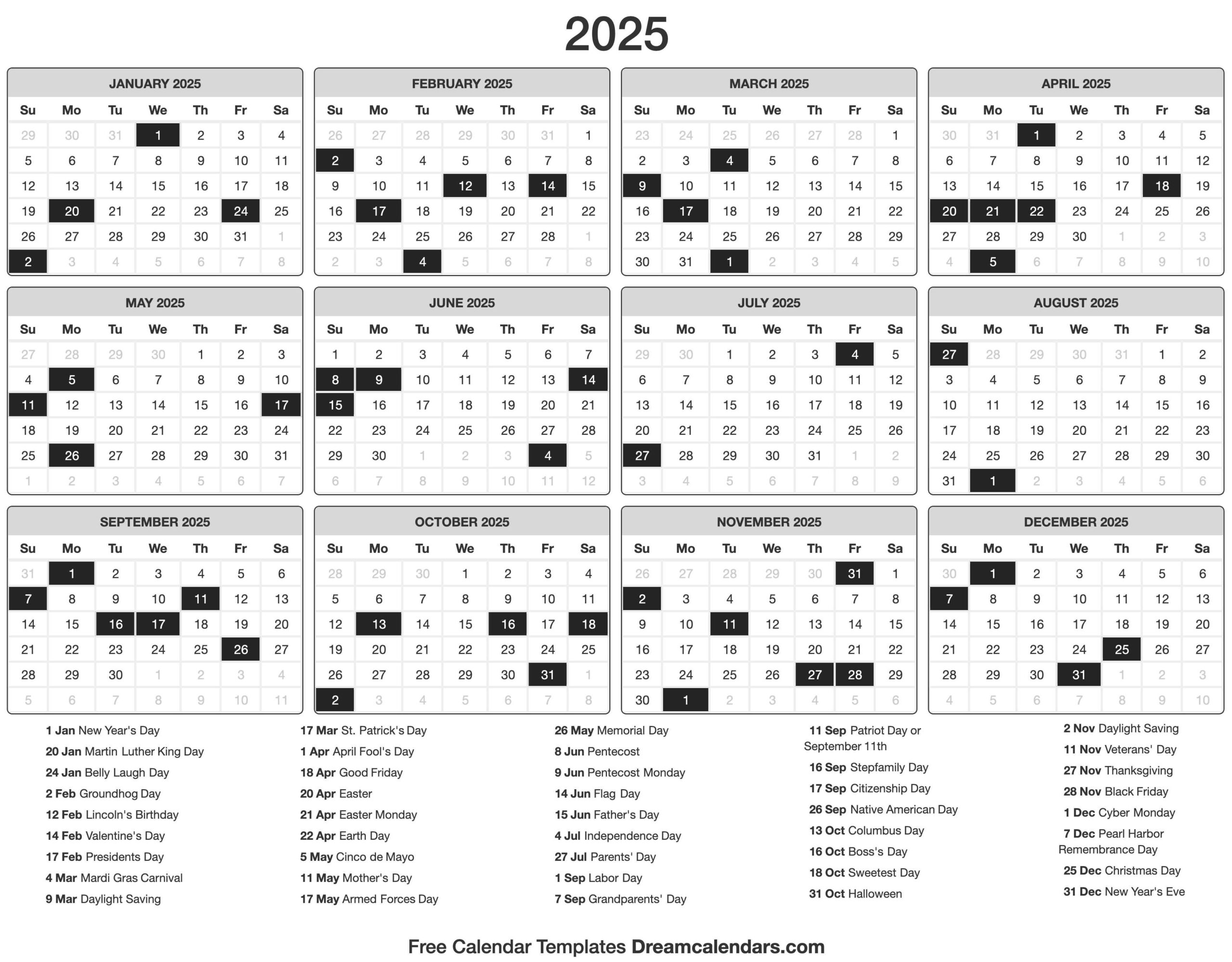 2025 Calendar regarding Day by Day Calendar 2025 Printable