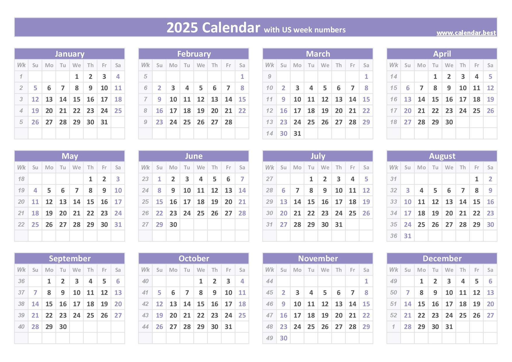 2025 Calendar With Week Numbers pertaining to 2025 Calendar By Week Number Printable