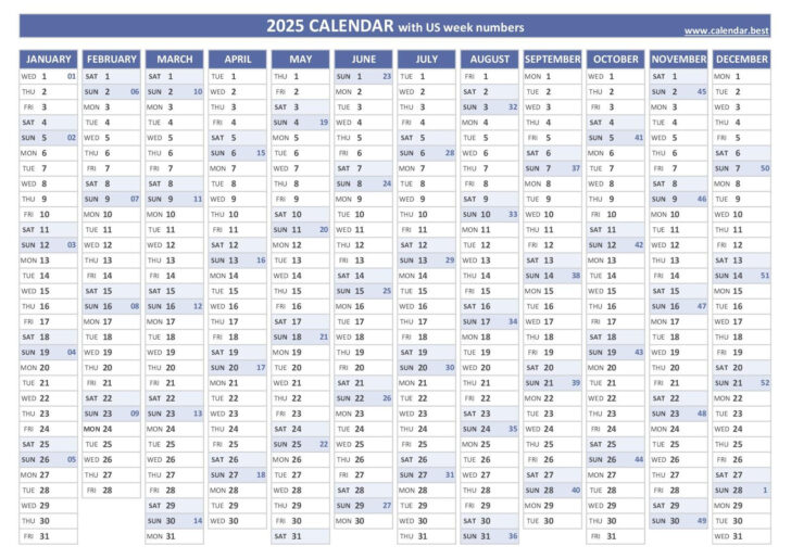 Calendar 2025 Week Numbers Printable