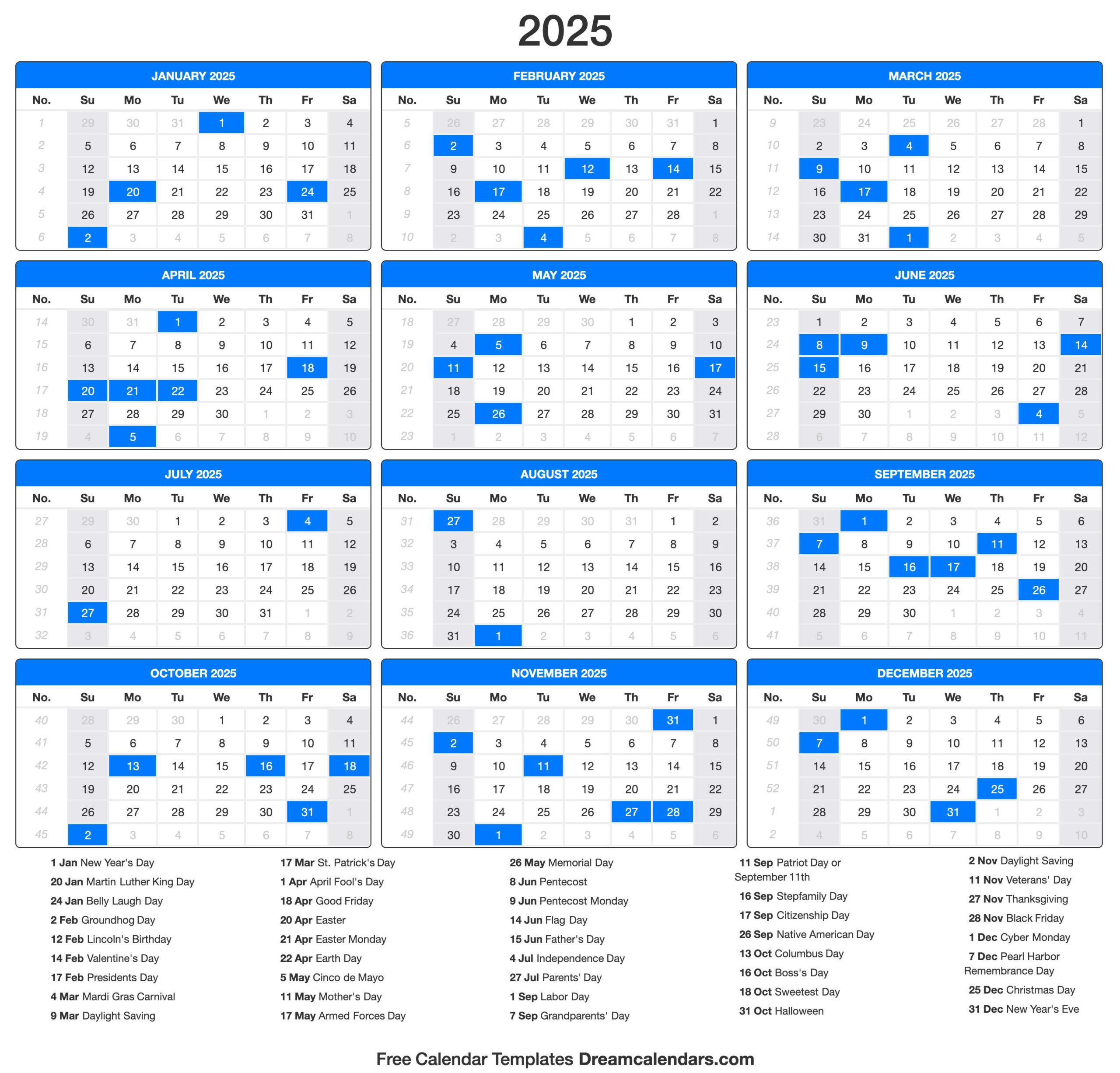 2025 Calendar within Day By Day Calendar 2025 Printable