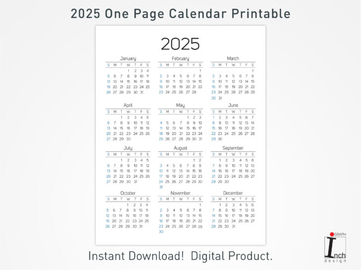 Printable 1 Month Calendar 2025