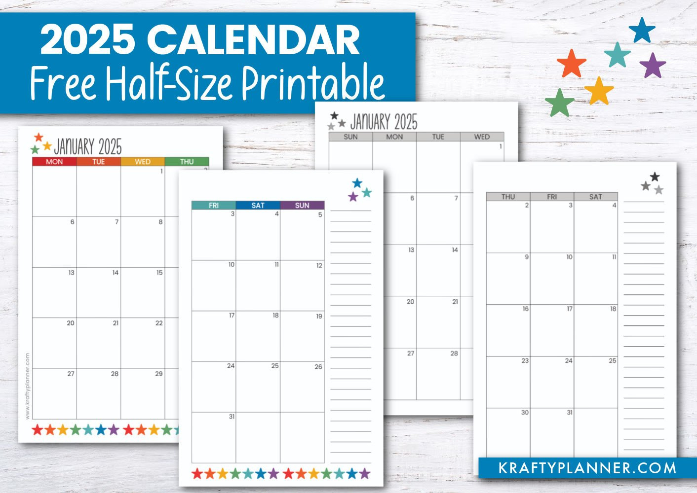 2025 Half Size Calendar - Free Printable — Krafty Planner pertaining to How to Make a Printable Calendar 2025