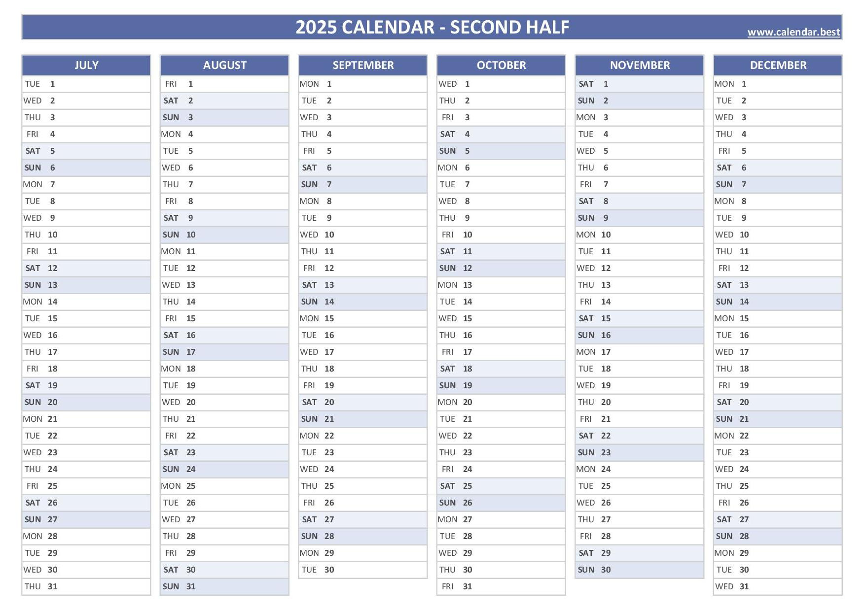 2025 Half Year Calendar To Print with regard to 6 Month Calendar Printable 2025