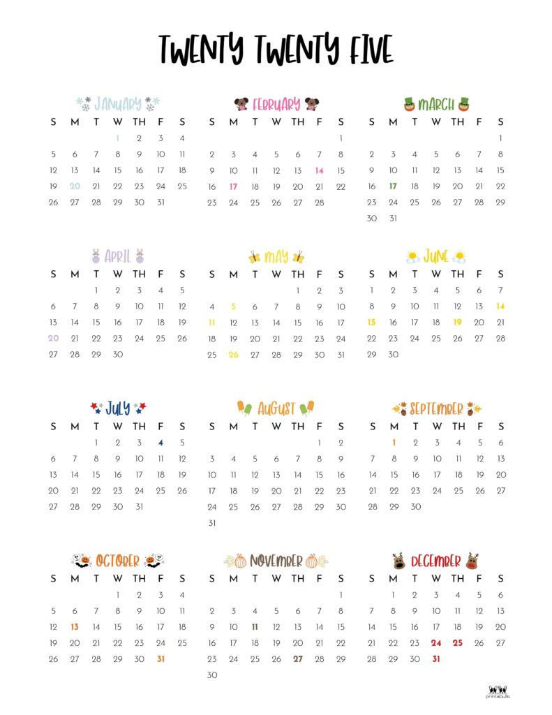 2025 Hourly/Daily Calendars - All 365 Days | Printabulls intended for Printable Hour by Hour Calendar 2025