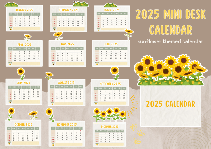 2025 Desk Calendar Printable