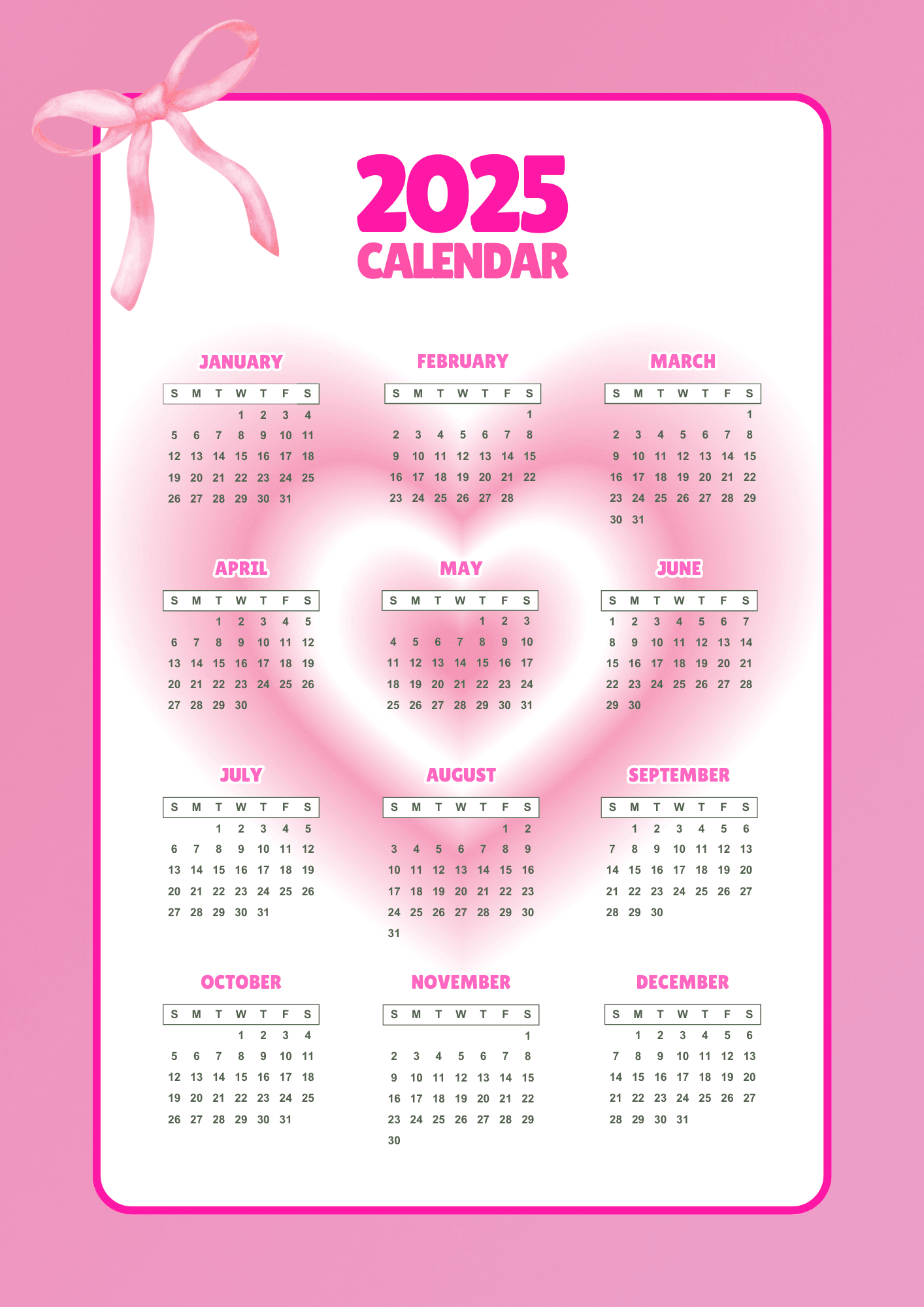 2025 Pink Calendarcxmilla_J - Raket.ph intended for 2025 Calendar Printable Pink