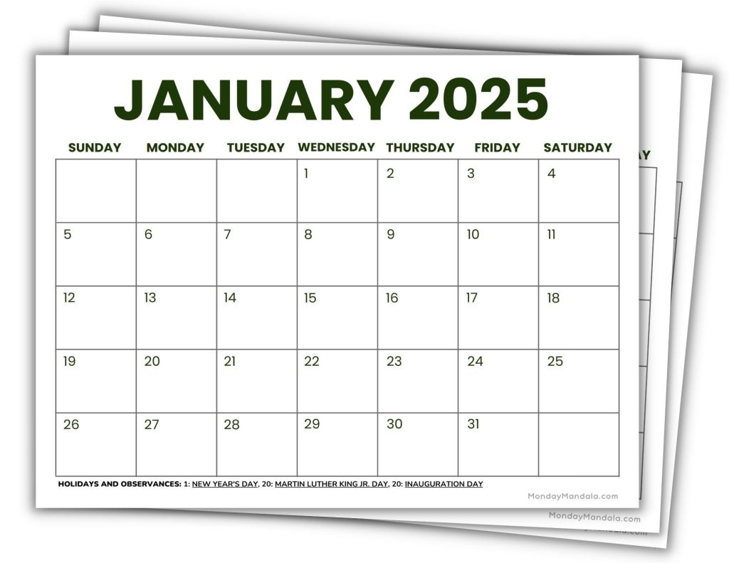 2025 Printable Calendars (56 Free Pdf Printables) for Free Plain Printable Calendar 2025