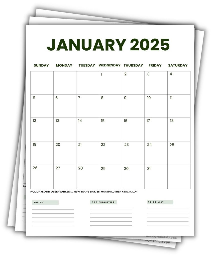 2025 Printable Calendars (56 Free Pdf Printables) for Free Printable Vertical Calendar 2025