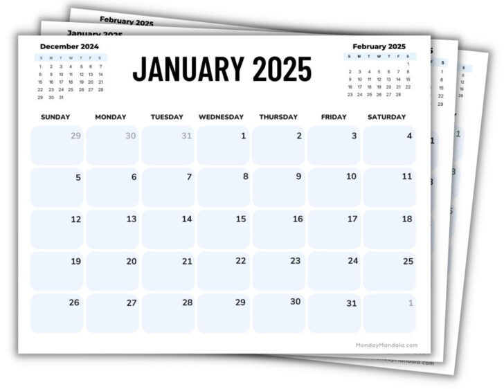 Month Calendar 2025 Printable