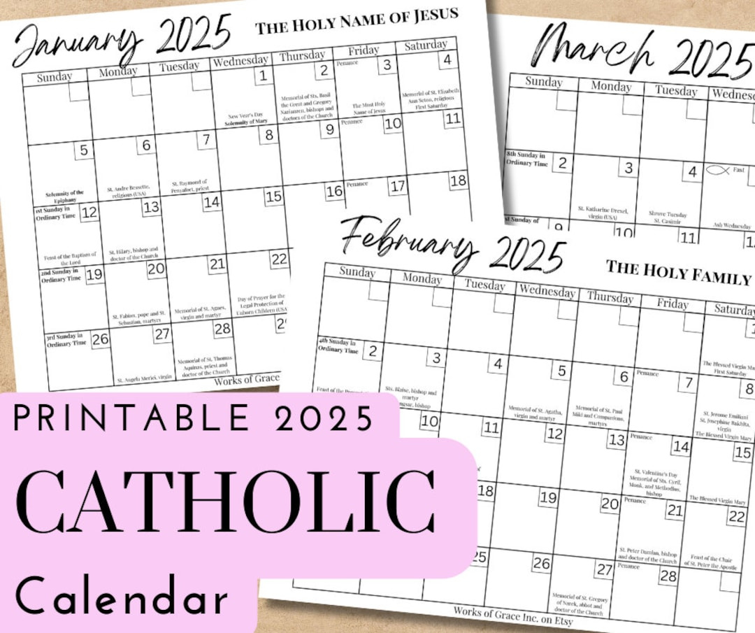 2025 Printable Catholic Monthly Calendar Liturgical Calendar With for Free Printable Catholic Liturgical Calendar 2025