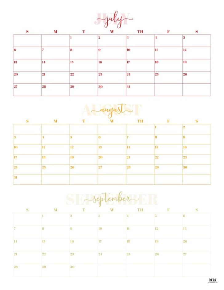 2025 Three Month Calendar Printable