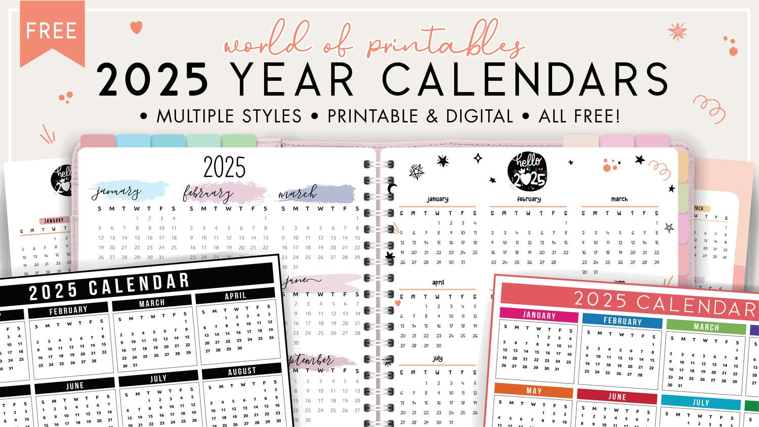 2025 Year Calendars - 70 Best Printables - World Of Printables for Birthday Calendar 2025 Free Printable