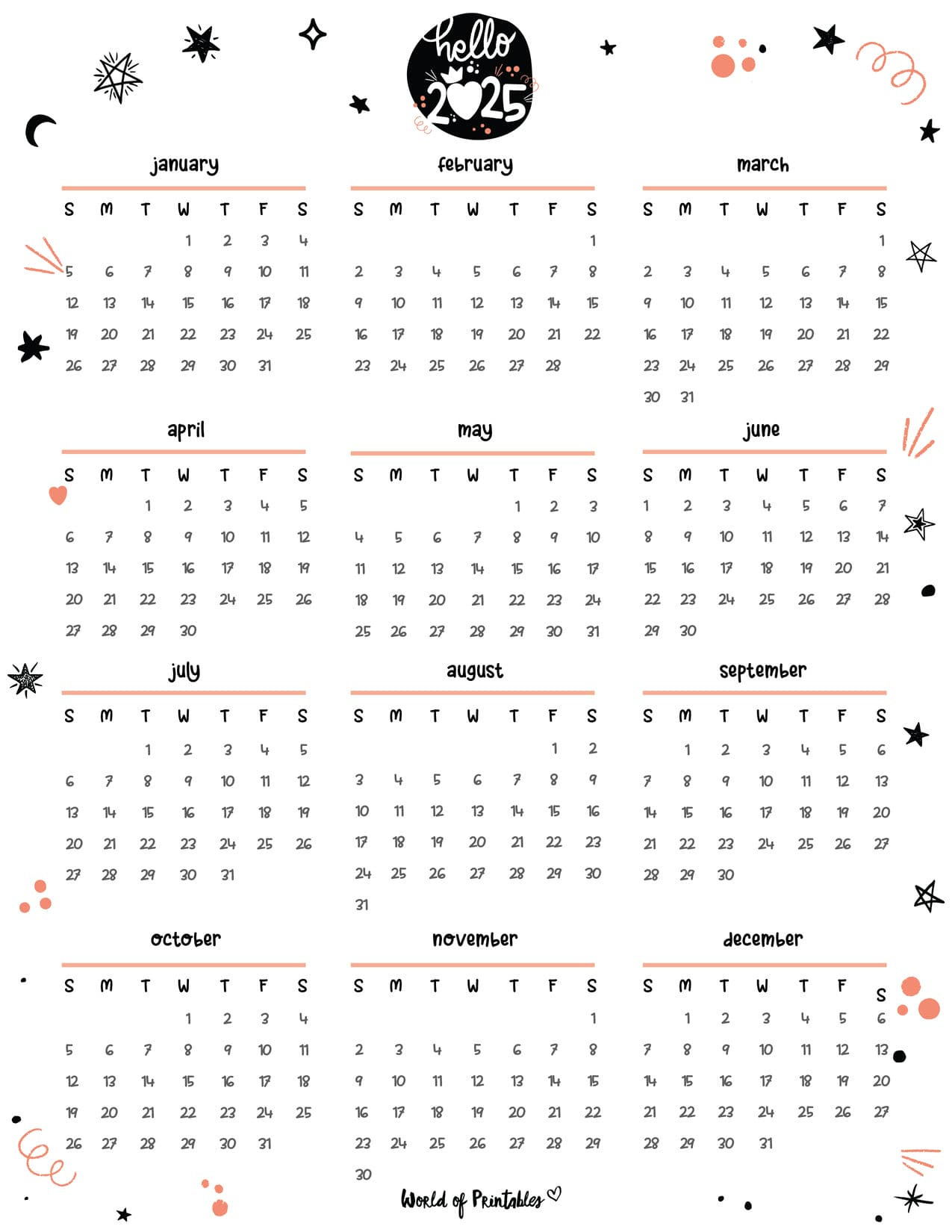 2025 Year Calendars - 70 Best Printables - World Of Printables inside How To Make A Printable Calendar 2025