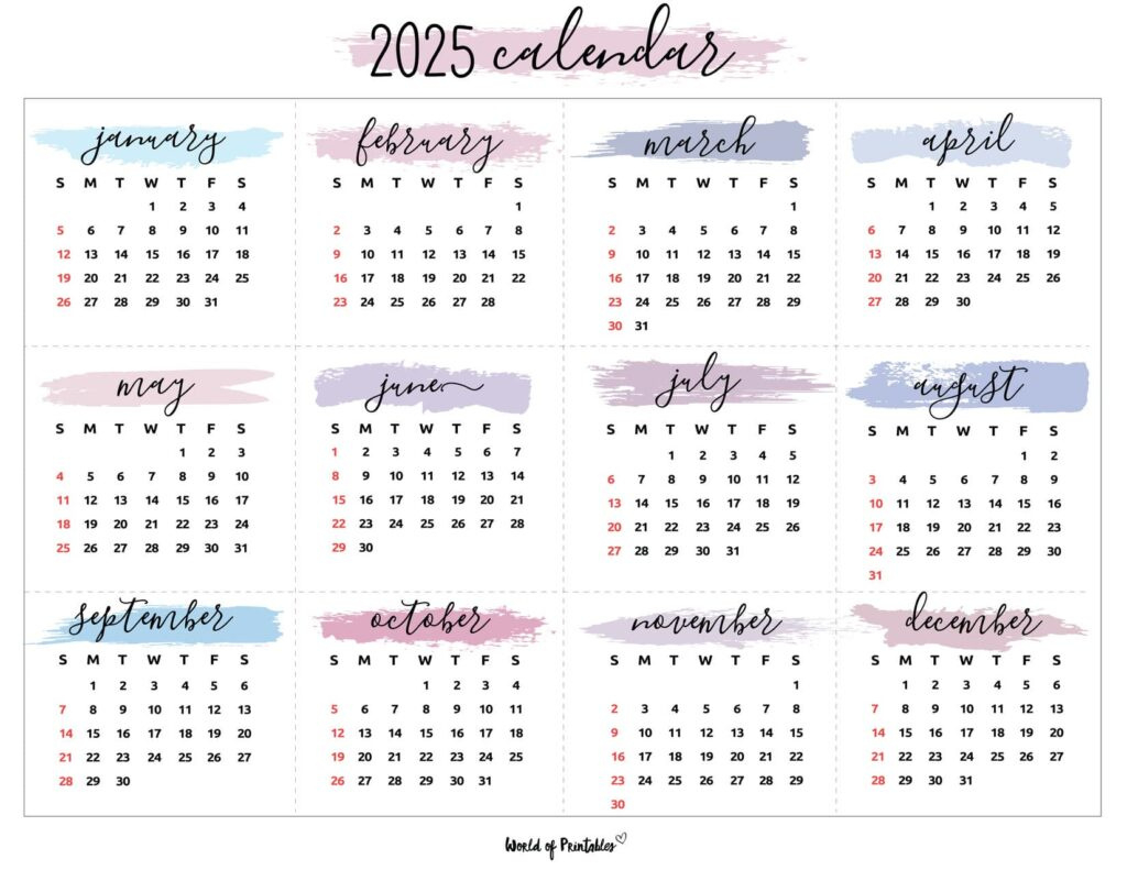 2025 Year Calendars - 70 Best Printables - World Of Printables intended for Calendar 2025 Printable Yearly