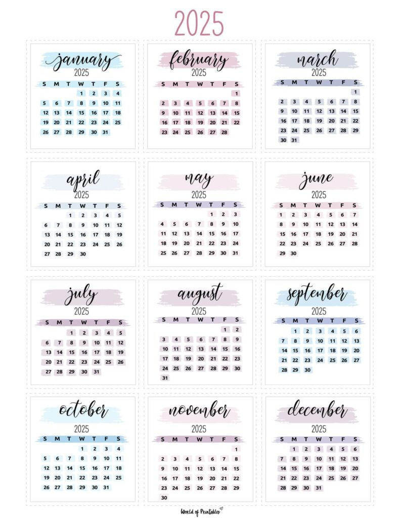 2025 Year Calendars - 70 Best Printables - World Of Printables intended for Mini Calendar 2025 Printable