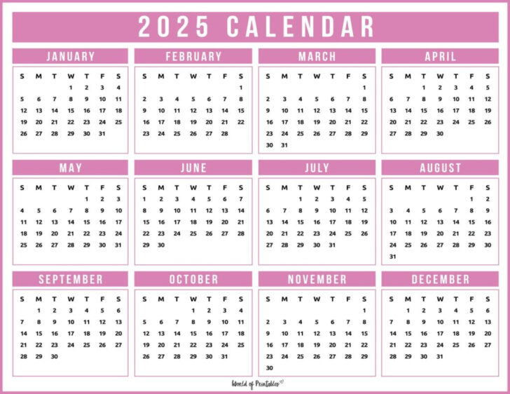 Free Printable Color Calendar 2025