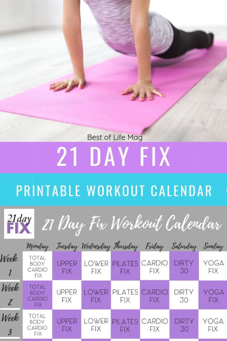 21 Day Fix Workout Calendar Printable