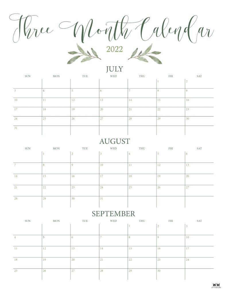 3 Month/Quarterly Calendars - 84 Free Printables | Printabulls intended for 3 Month Vertical Calendar Printable