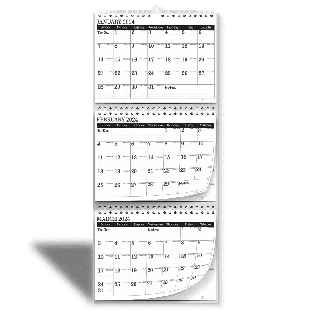 3-Month View Wall Calendar, Minimalist, 2025 - 2026 - Strivezen pertaining to 3 Month Vertical Calendar Printable