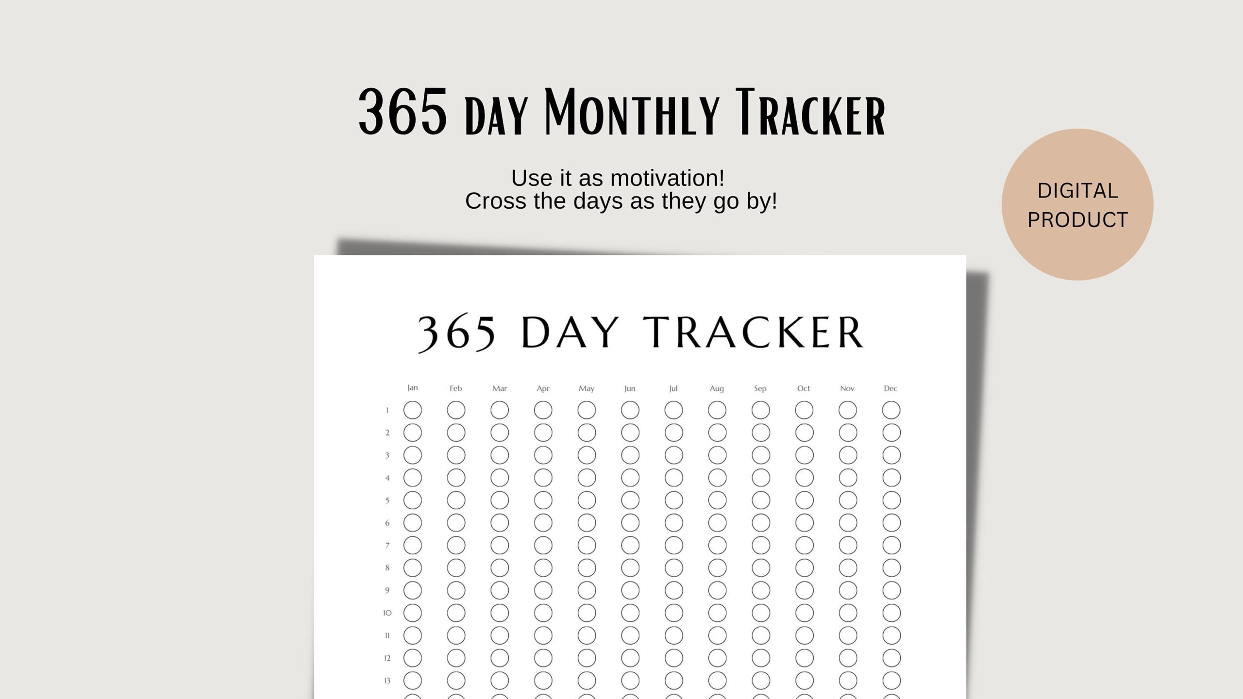 365 Day Tracker Poster Month A4 Pdf - Etsy Norway with 365 Day Printable Countdown Calendar