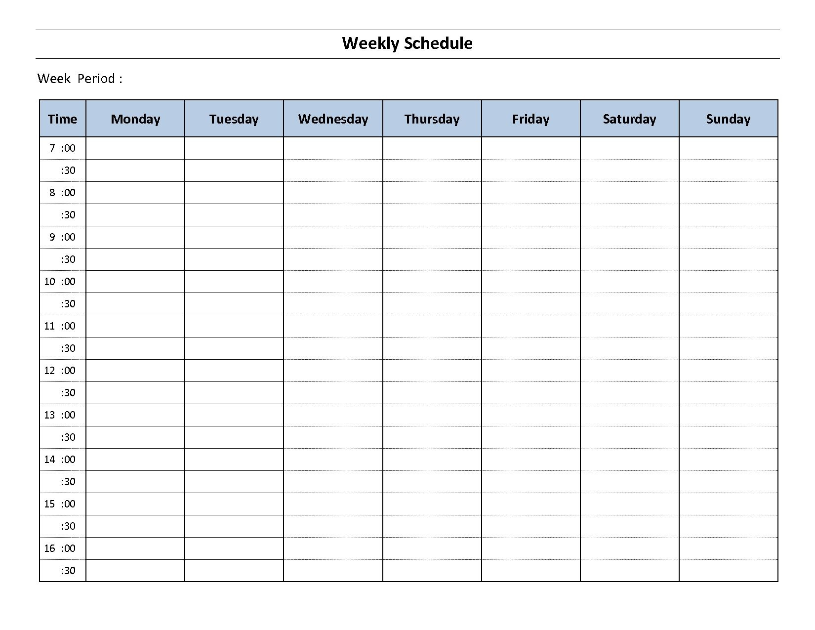 7 Day Weekly Planner Template Printable | Calendar Template Printable with 7 Day Week Calendar Printable